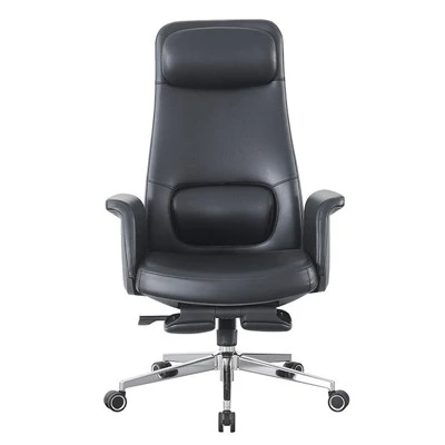 Silla de oficina de cuero con soporte lumbar